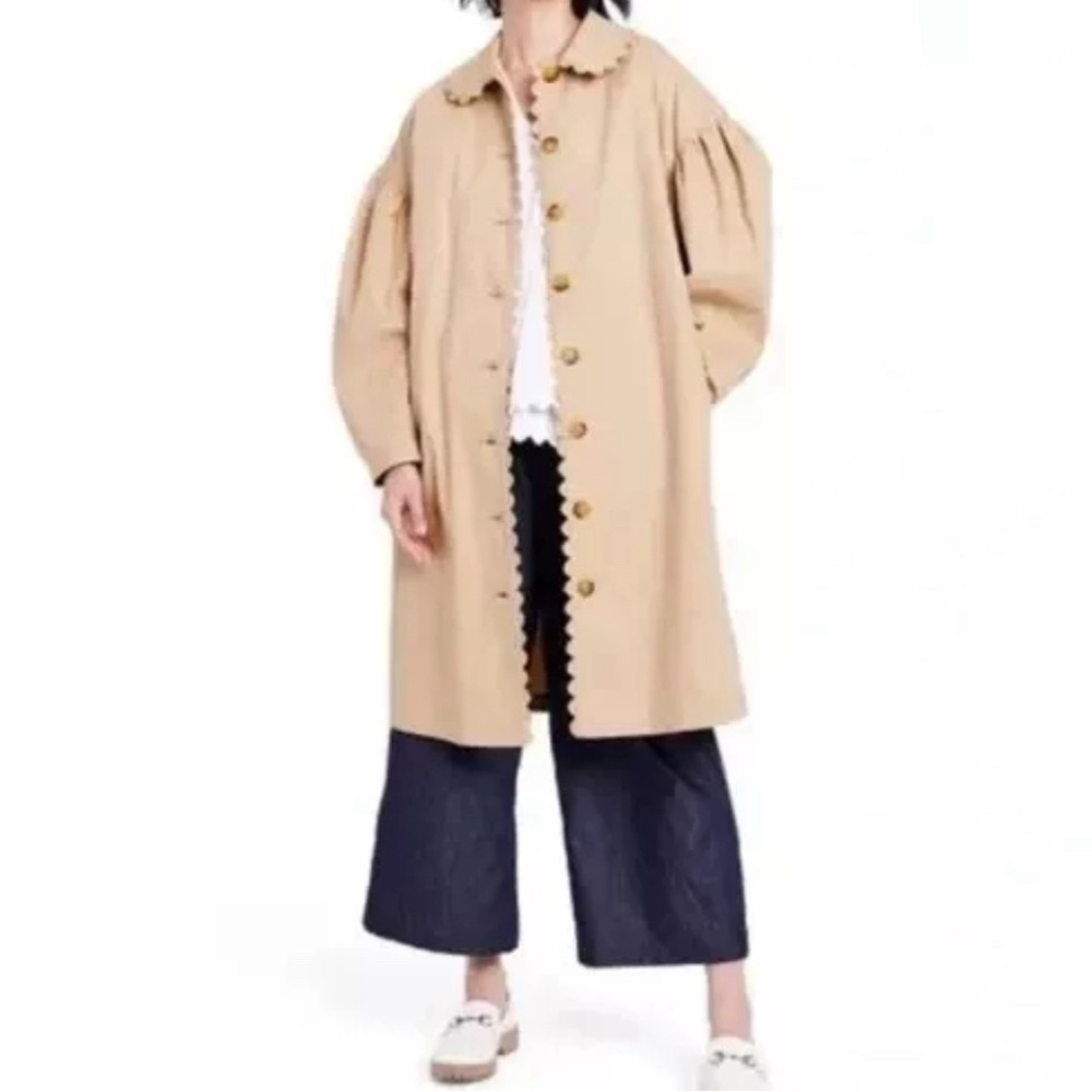 Kika Vargas x Target Women's Tan Scallop-Edge Trench Coat  NWT Size XXS